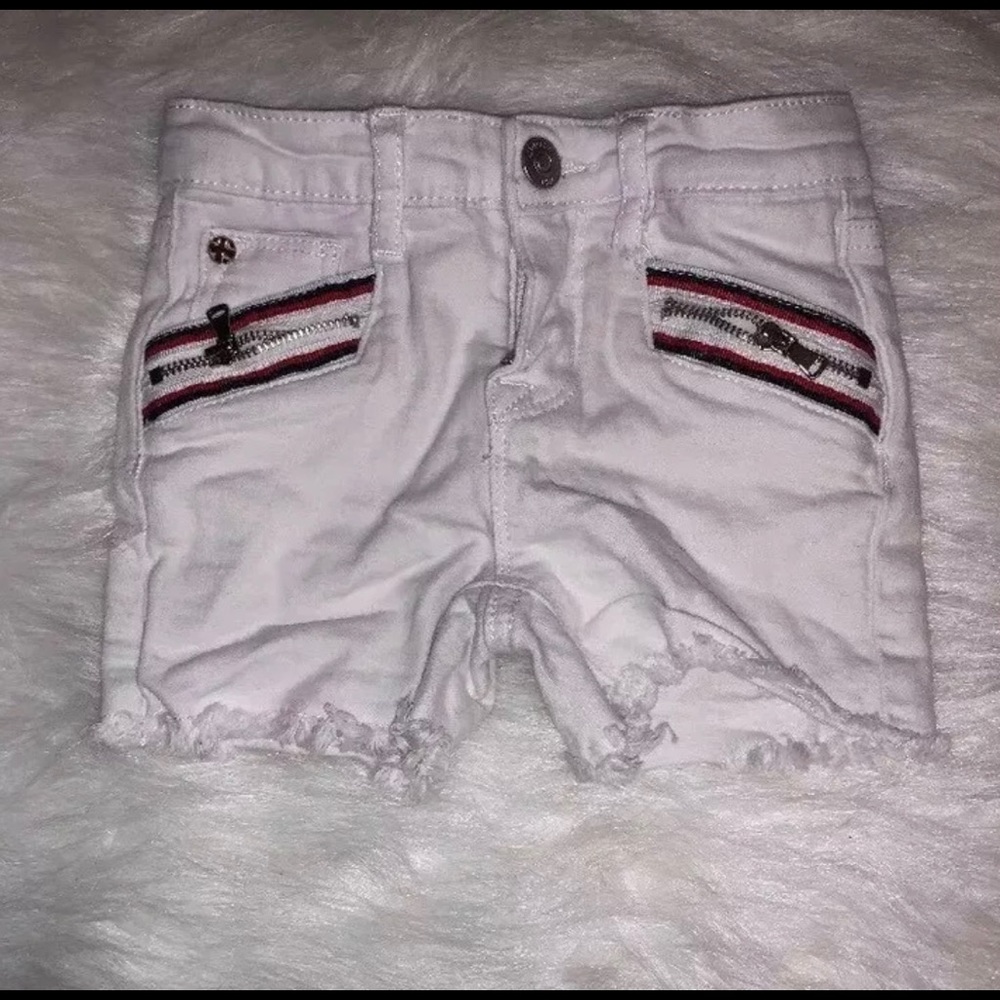 Hudson Toddler Denim Cutoffs Moto Shorts White/Red and Blue Size 2T